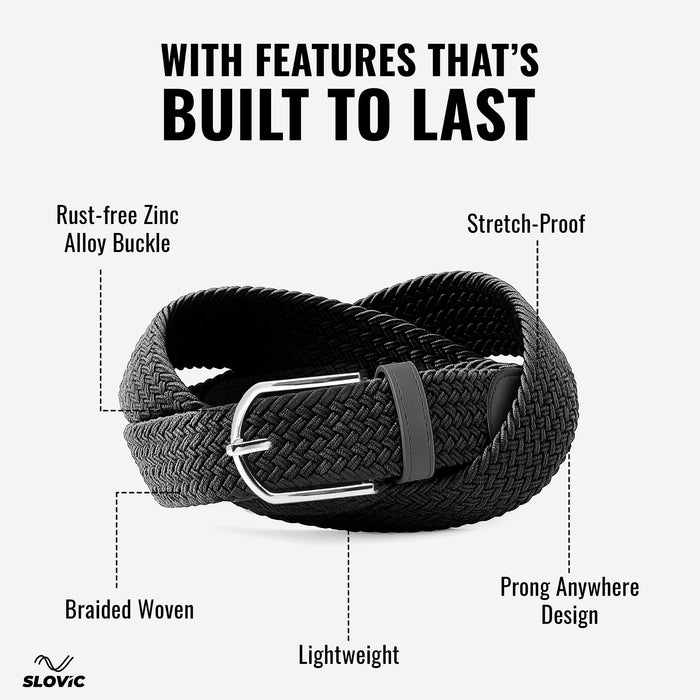 SLOVIC Braided Nylon Woven Belt- Black