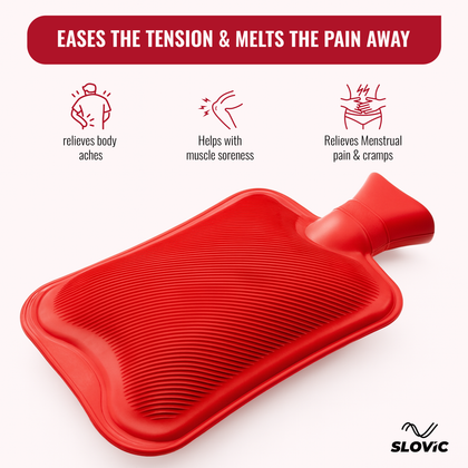 Rubber Hot Water Bag For Muscle & Pain Relief | Red