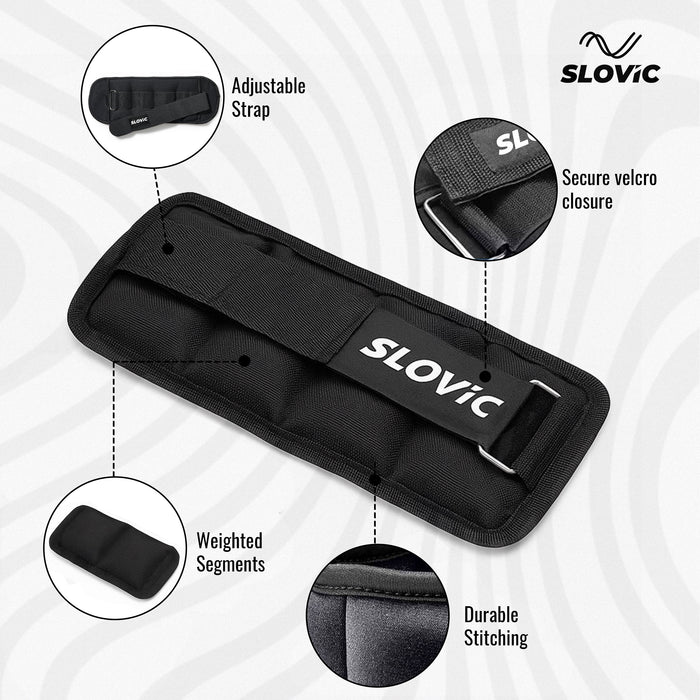 Slovic Ankle Weights for Legs | Adjustable Leg Weights | Extra Weight for Leg Exercise for Men & Women | Strength Training Weight for Walking, Running, Gym, Physical Therapy