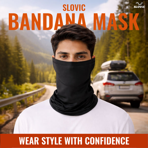 Slovic Cotton Lycra Full Face Bandana Mask For Men's | Breathable, Odor-Free & Comfort Fit | Ideal for Biking, Trekking & Gym