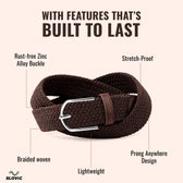 Braided Nylon Woven Belt- Brown