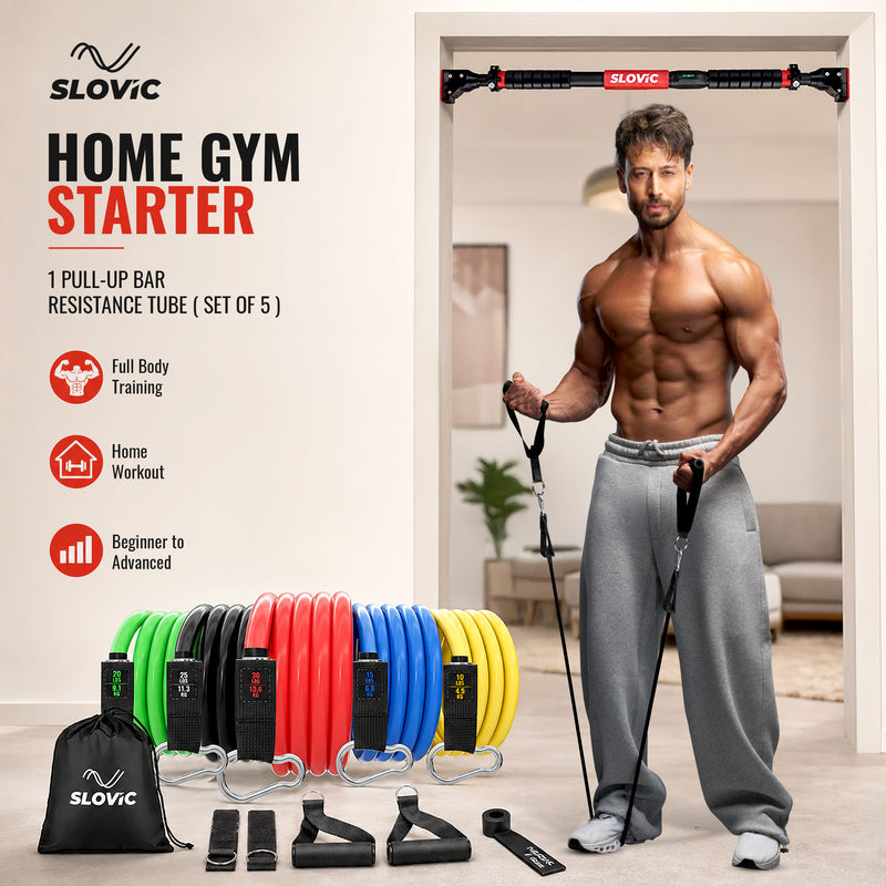 Advanced 200kg Pull-Up + 5-Tube (5–45kg) Resistance Combo