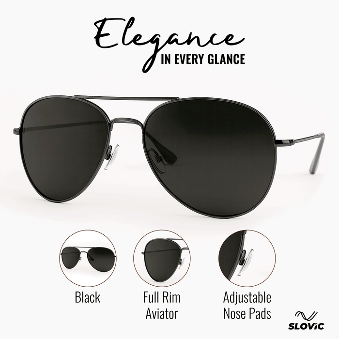 SLOVIC Aviator Sunglasses for Men- Black