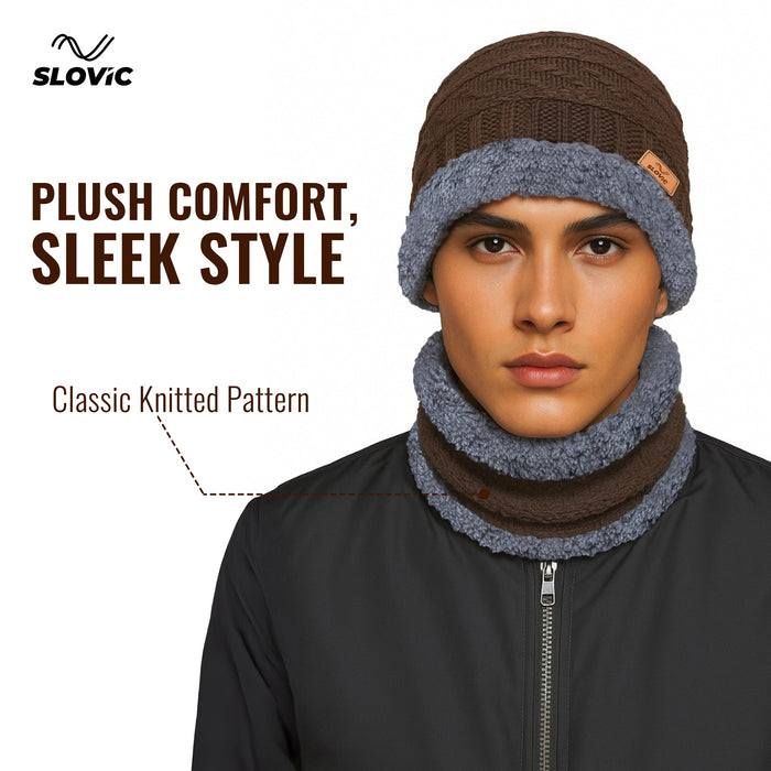 SLOVIC Winter Cap Set  - Brown