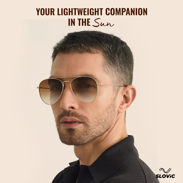 SLOVIC Aviator Sunglasses for Men- Gold