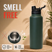 Insulated FreezeX Bottle 1L - Stainless Steel Water Bottle - Green - Gym, Sports & Travel