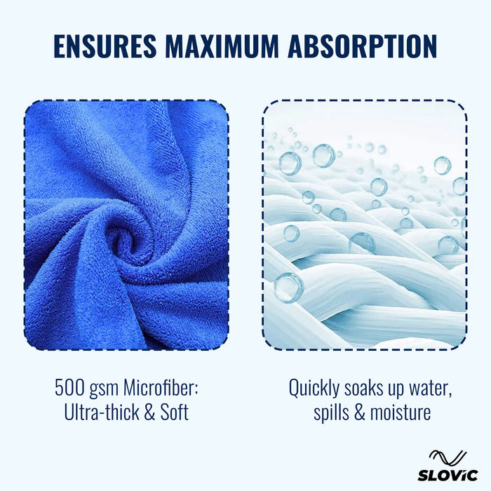Slovic Micro Fiber Multipurpose Cleaning Towel (500GSM) | Ultra Thick & Soft | Ideal For Daily Use