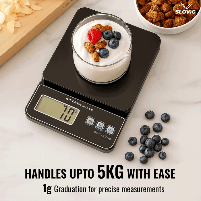Slovic Easy to Use Digital Kitchen Weighing Scale For Meal Prep– Stylish, Lightweight & Precise