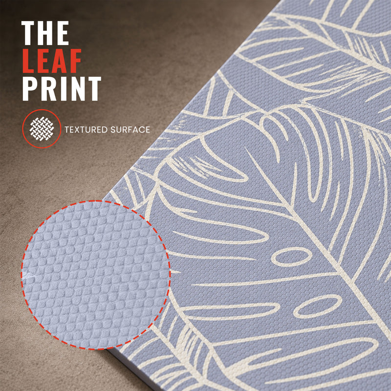 Yoga Mat 5mm - Leaf Printed Blue Exercise Mat