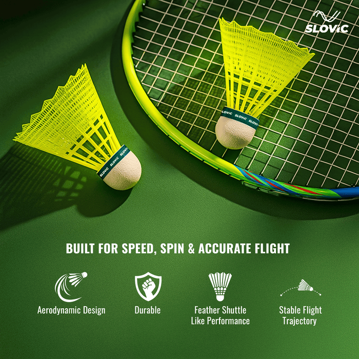 Slovic Durable Nylon Feather Badminton Shuttle Cock (Pack of 3) | Ideal for Indoor & Outdoor Games