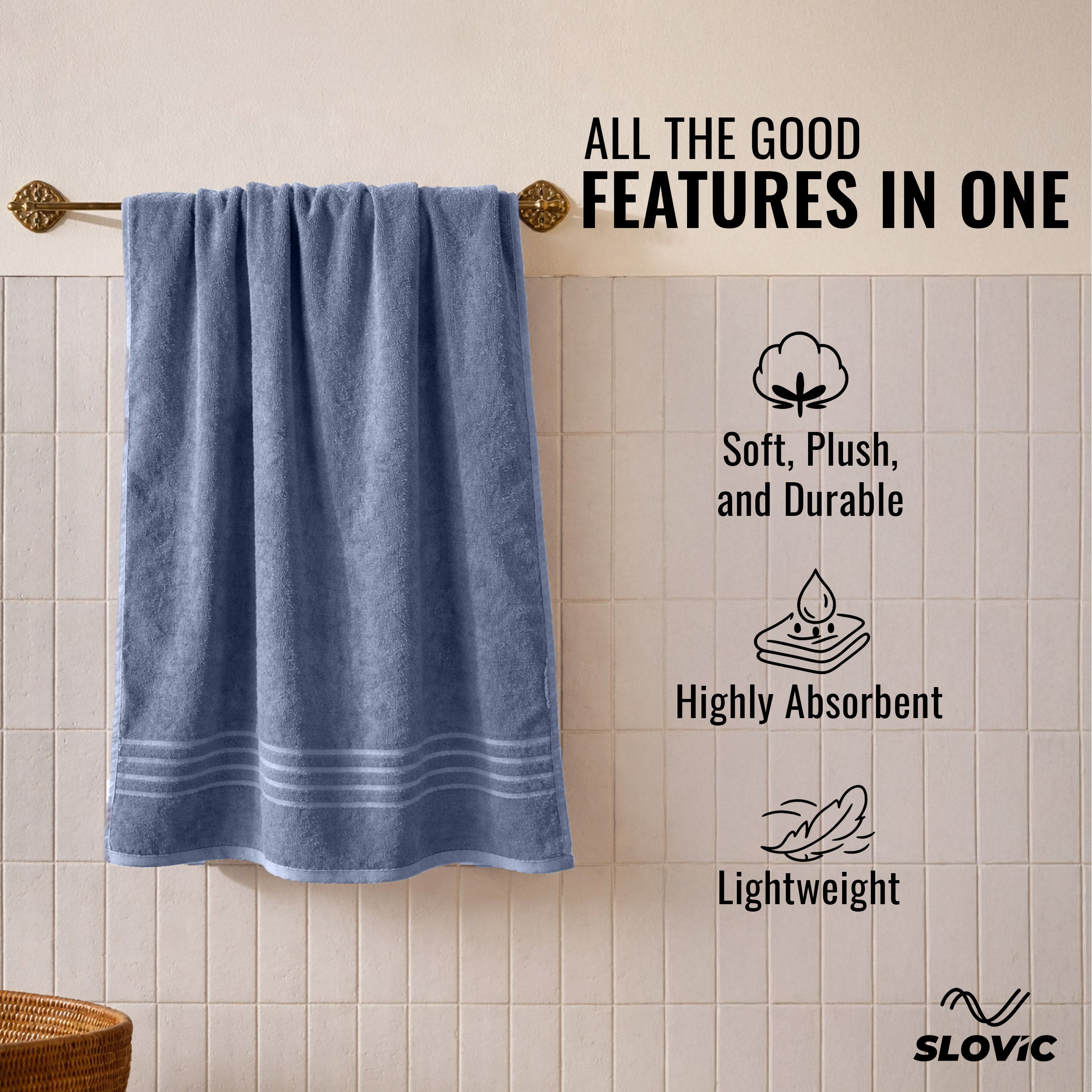 Cotton Bath Towel 450 GSM | Ultra Soft, Fade-Resistant | 30 x 60 Inch | Grey