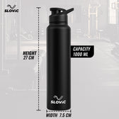 Steel Bottle 1L | Mat Black, Fridge | Sipper
