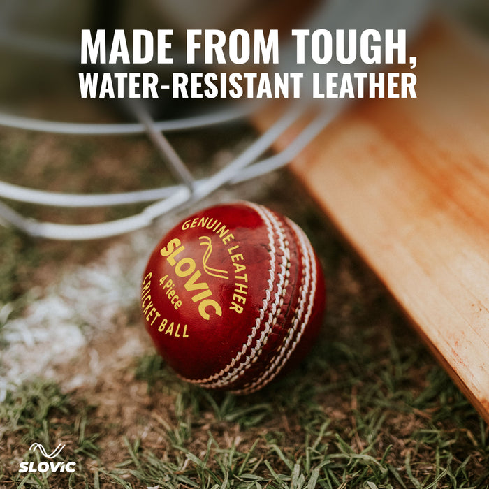 Slovic (Pack of 1) Red Cricket Leather Ball | deal for Cricket Practice Session & Outdoor Games