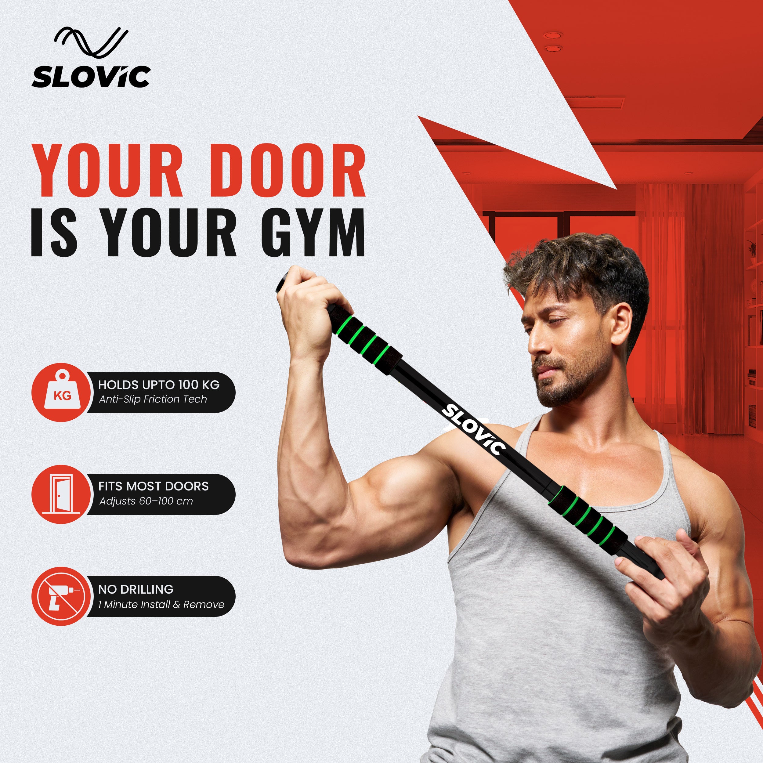 100 Kg Adjustable No Screw Pull Up Bar