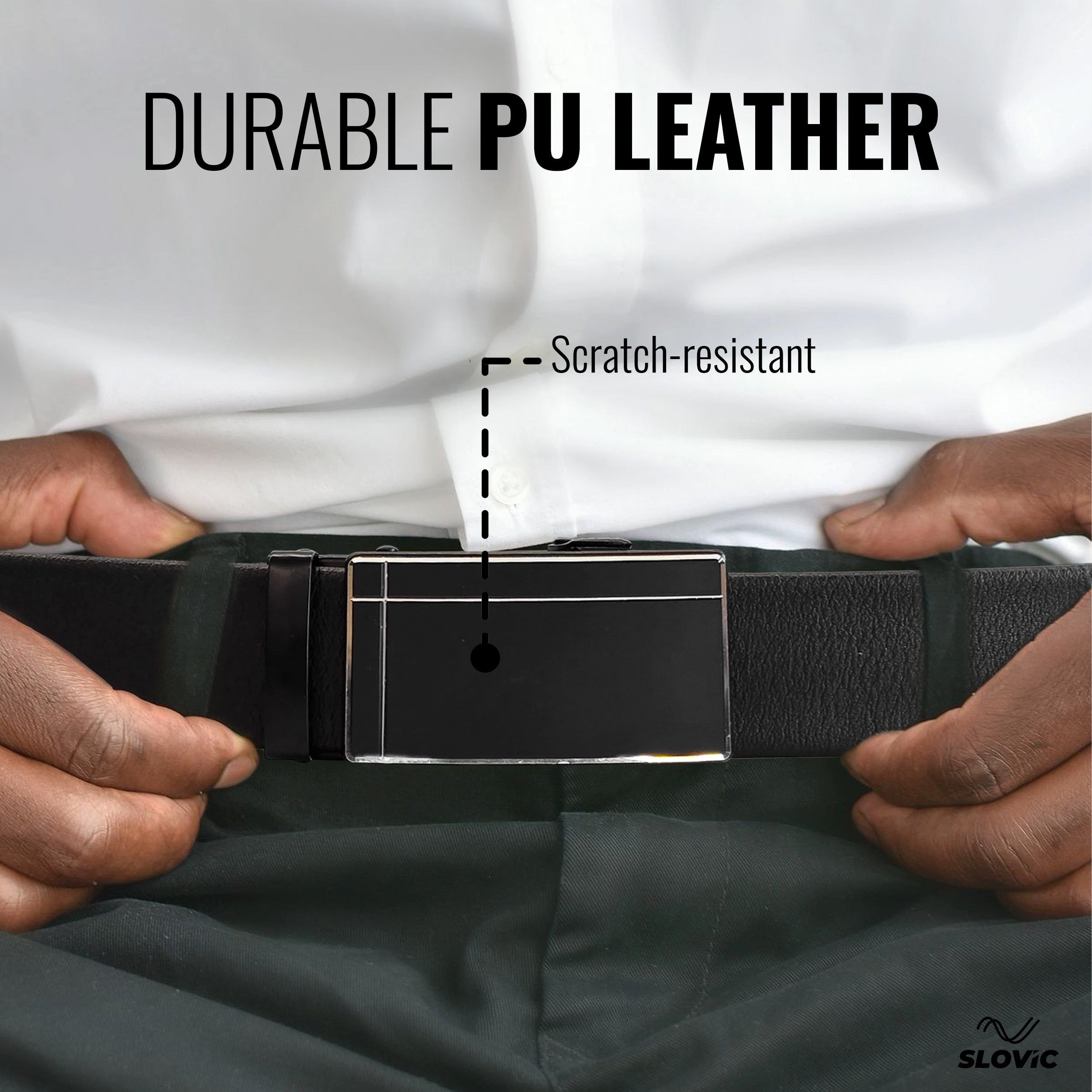 SLOVIC Leather Men Belts with Auto Lock