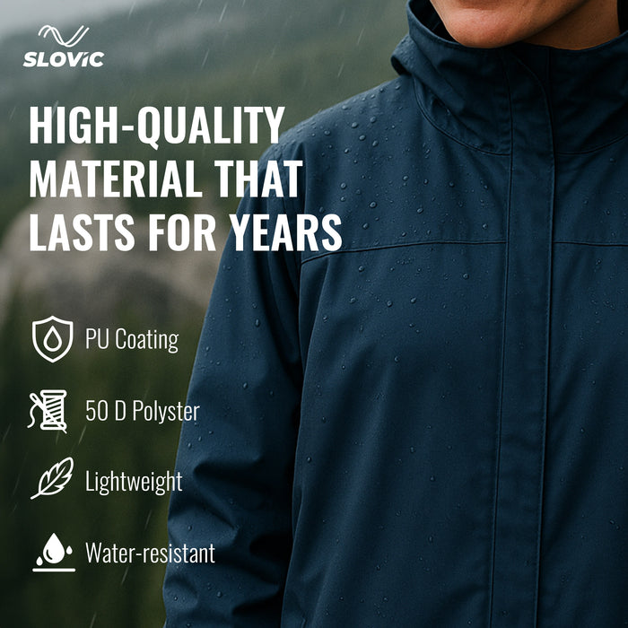 Sloivc Poncho Rain Coat for Men & Women Waterproof | Rain Jacket for Men Waterproof | Durable & Lightweight Unisex Raincoat | Camping Accessories for Outdoor | Navy Blue