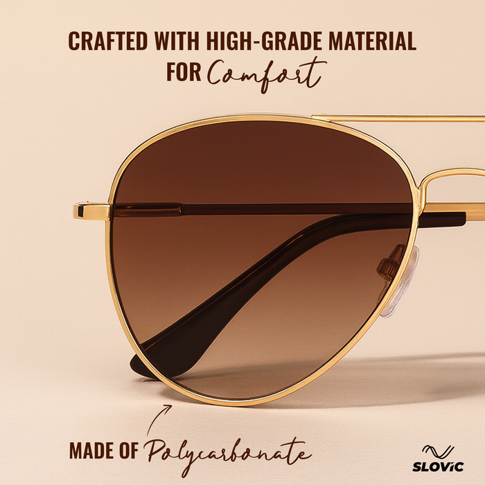 SLOVIC Aviator Sunglasses for Men- Gold