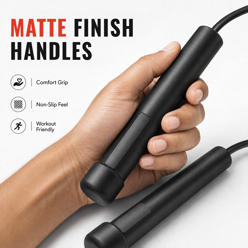 Adjustable Skipping Rope - Tangle-Free Jump Rope with Foam Handles - Black