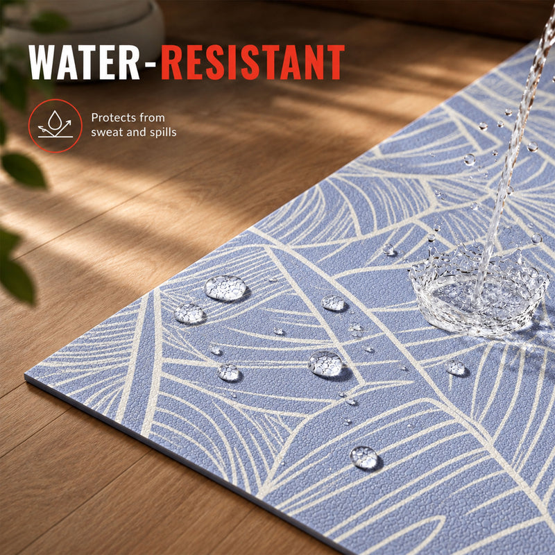 Yoga Mat 5mm - Leaf Printed Blue Exercise Mat