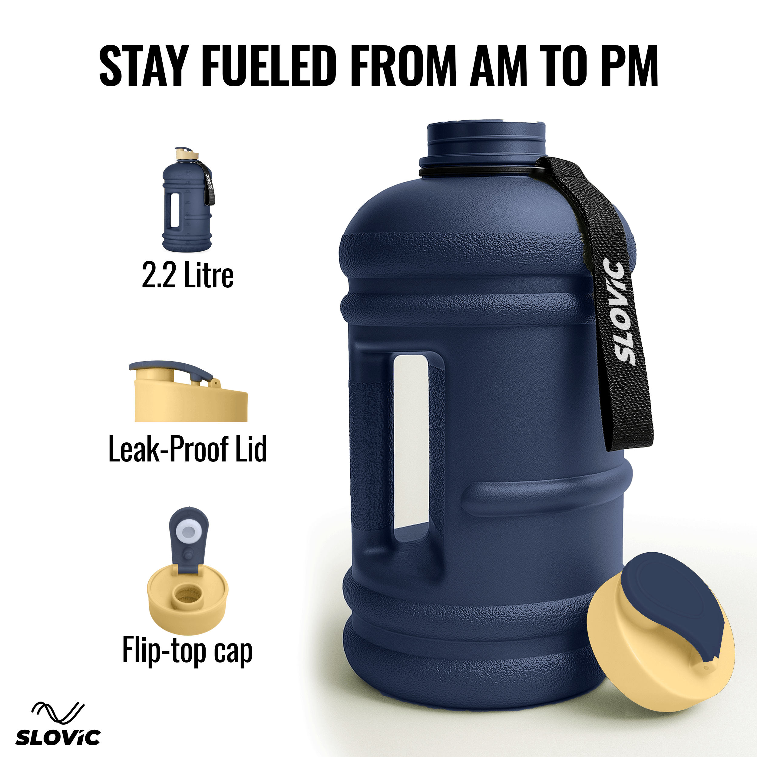 SLOVIC Blue Gallon Water Bottle - 2.2 Litre