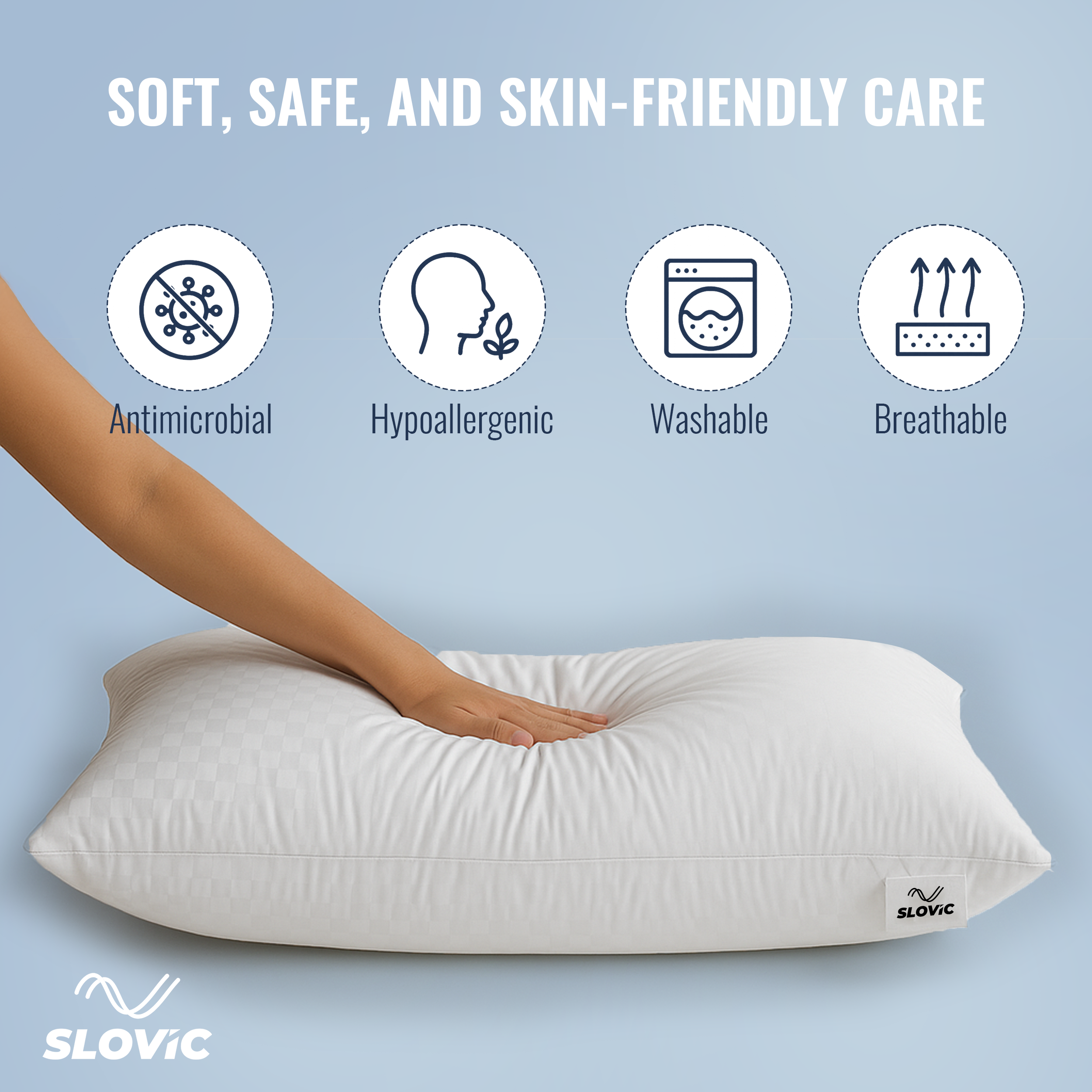 (Pack of 2) Hollow Fiber Sleeping Pillow – White | Soft & Supportive, Comfortable