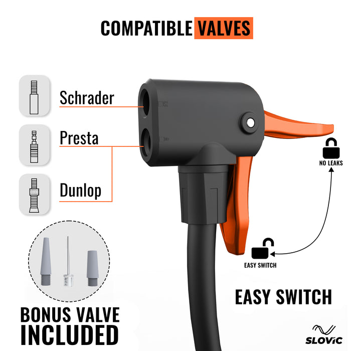 Slovic Cycle Pump for Bicycle with Meter