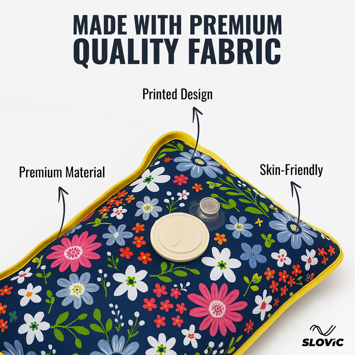 Slovic Rechargeable Electric Hot Water Bag for Pain Relief– Blue Flowers