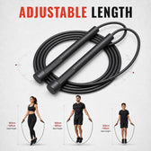 Adjustable Skipping Rope - Tangle-Free Jump Rope with Foam Handles - Black