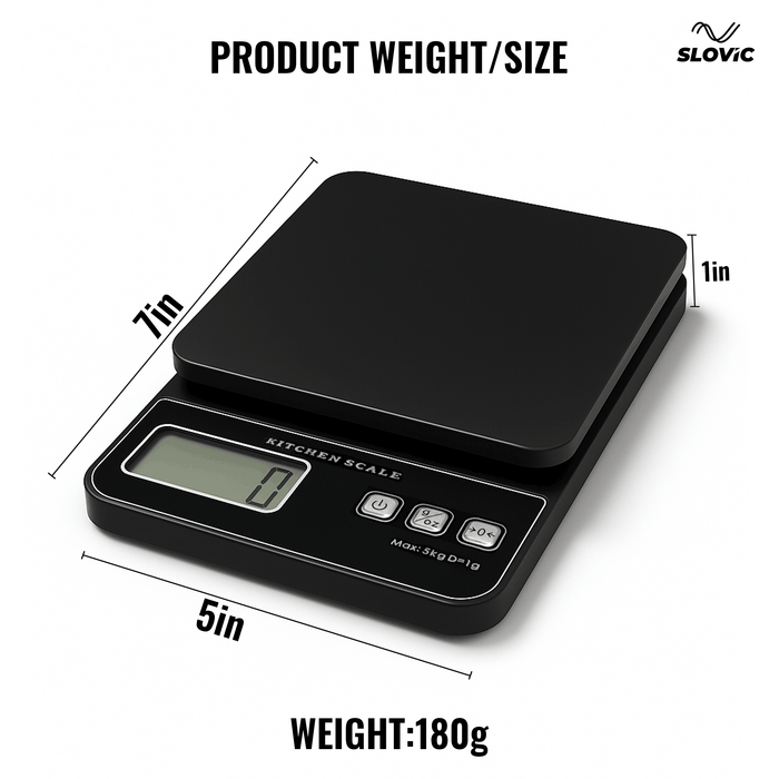 Slovic Easy to Use Digital Kitchen Weighing Scale For Meal Prep– Stylish, Lightweight & Precise
