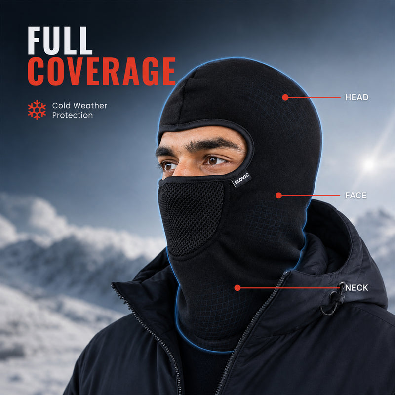 Winter Balaclava Face Mask - Black - Warm Full-Head Coverage