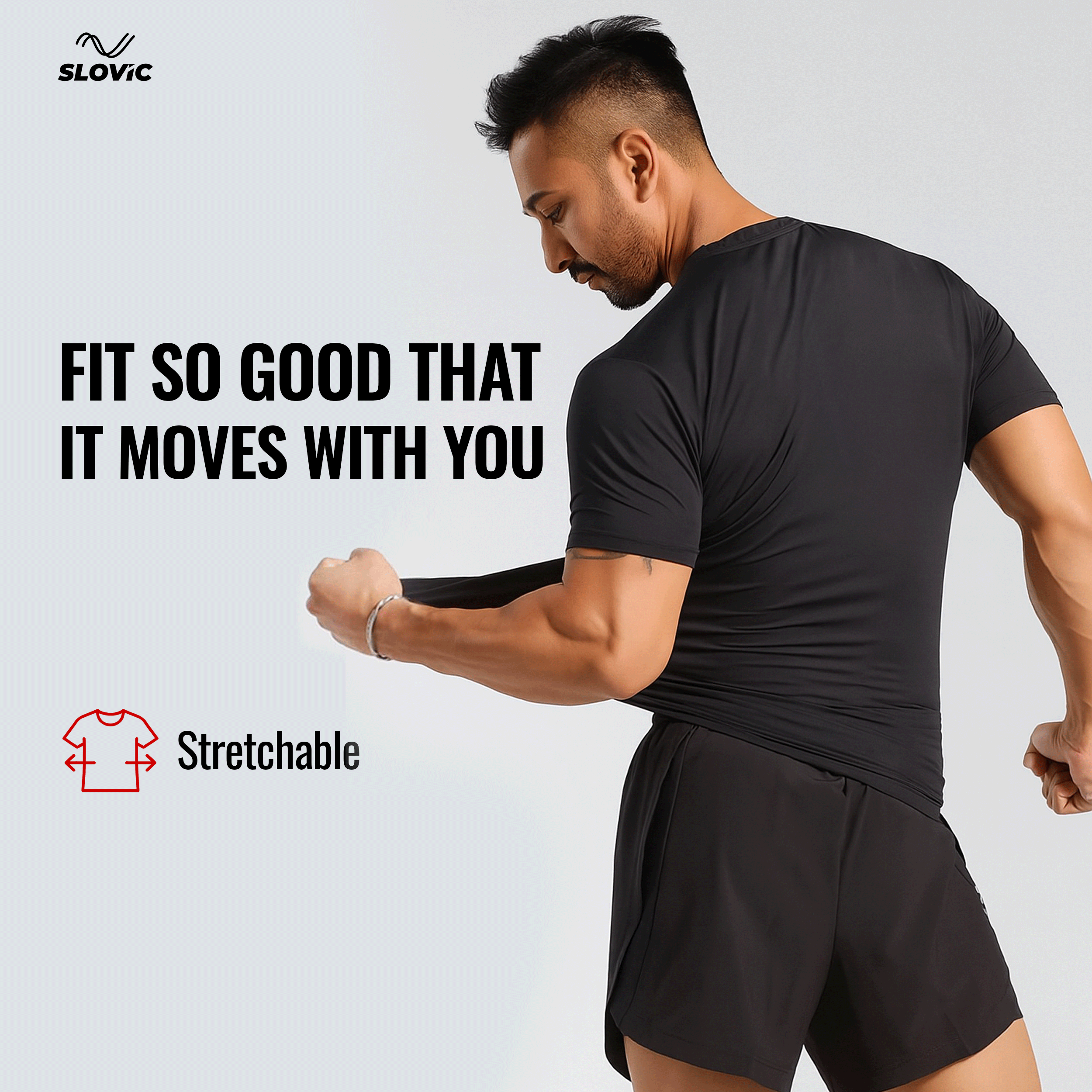 Dry Fit Gym/Sports T-Shirt for Men & Women | Black | Size - L