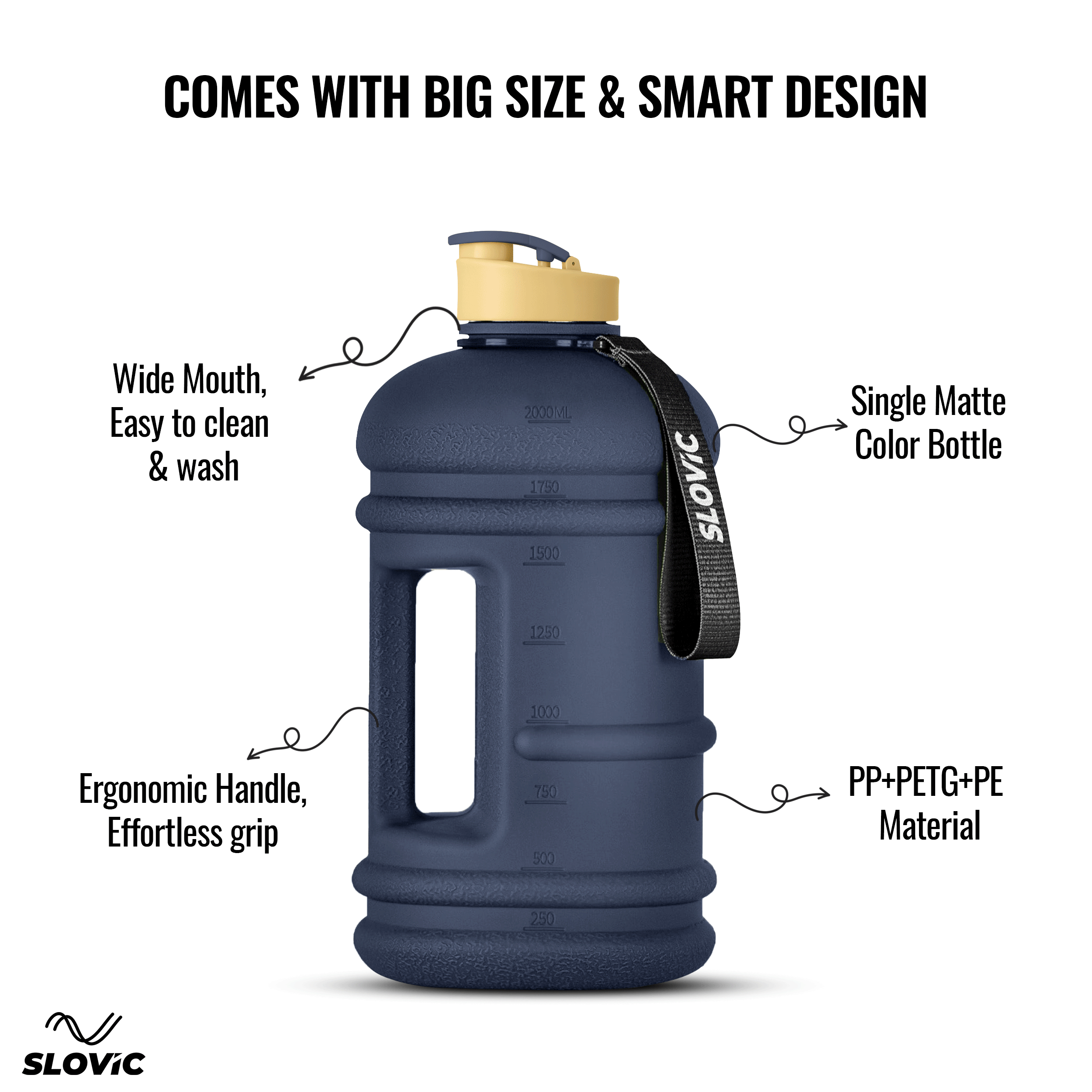 SLOVIC Blue Gallon Water Bottle - 2.2 Litre