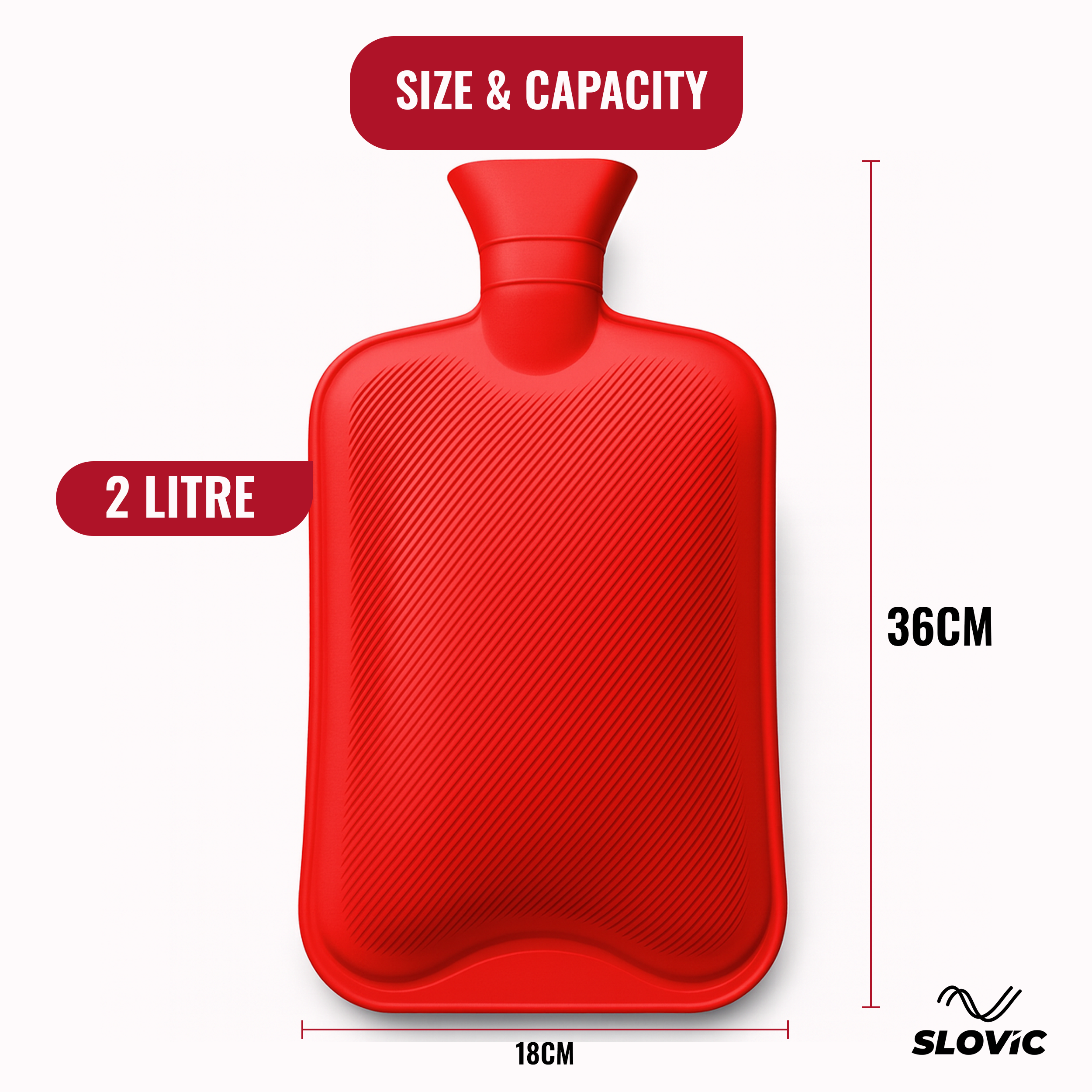 Rubber Hot Water Bag For Muscle & Pain Relief | Red