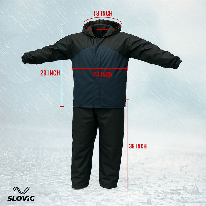 Sloivc Rain Coat for Men Waterproof | Rain Jacket for Men Waterproof | Durable & Lightweight Raincoat with Cap & Pant | Camping Accessories for Outdoor | Navy Blue