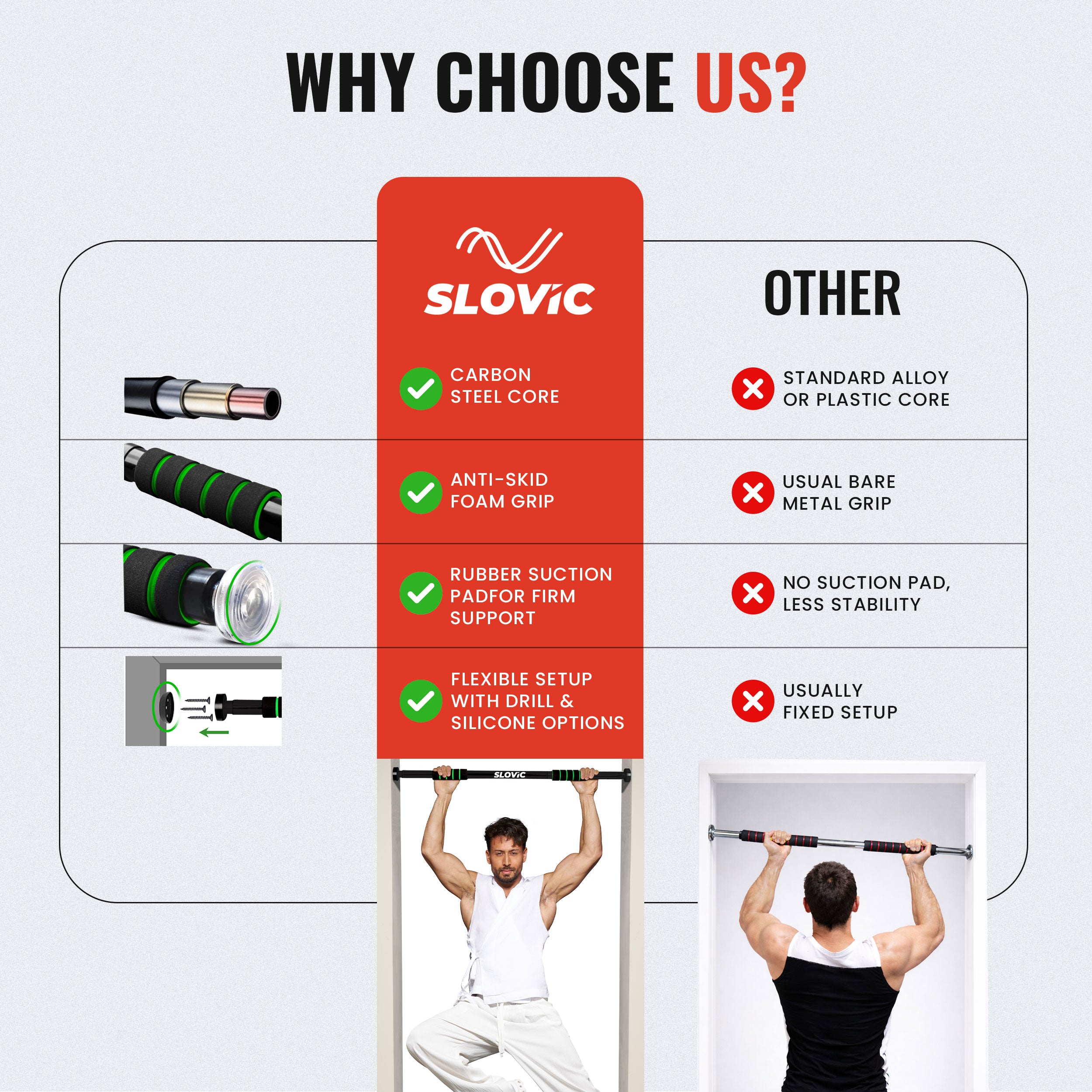 100 Kg Adjustable No Screw Pull Up Bar