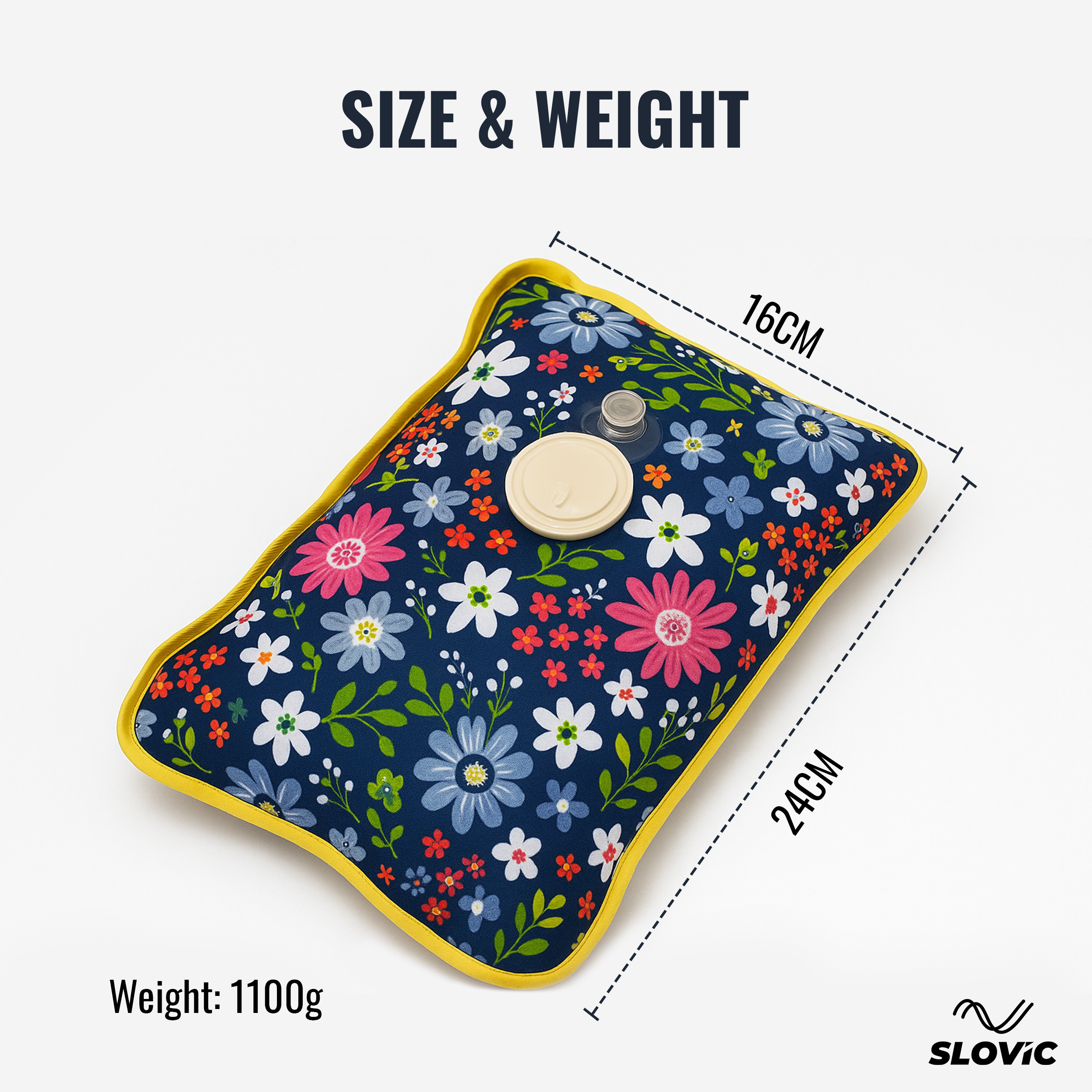 Rechargeable Electric Hot Water Bag for Pain Relief– Blue Flowers