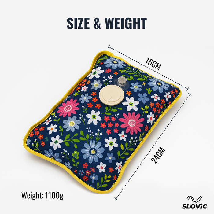 Slovic Rechargeable Electric Hot Water Bag for Pain Relief– Blue Flowers