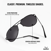 Aviator Sunglasses for Men- Black