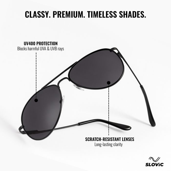 SLOVIC Aviator Sunglasses for Men- Black