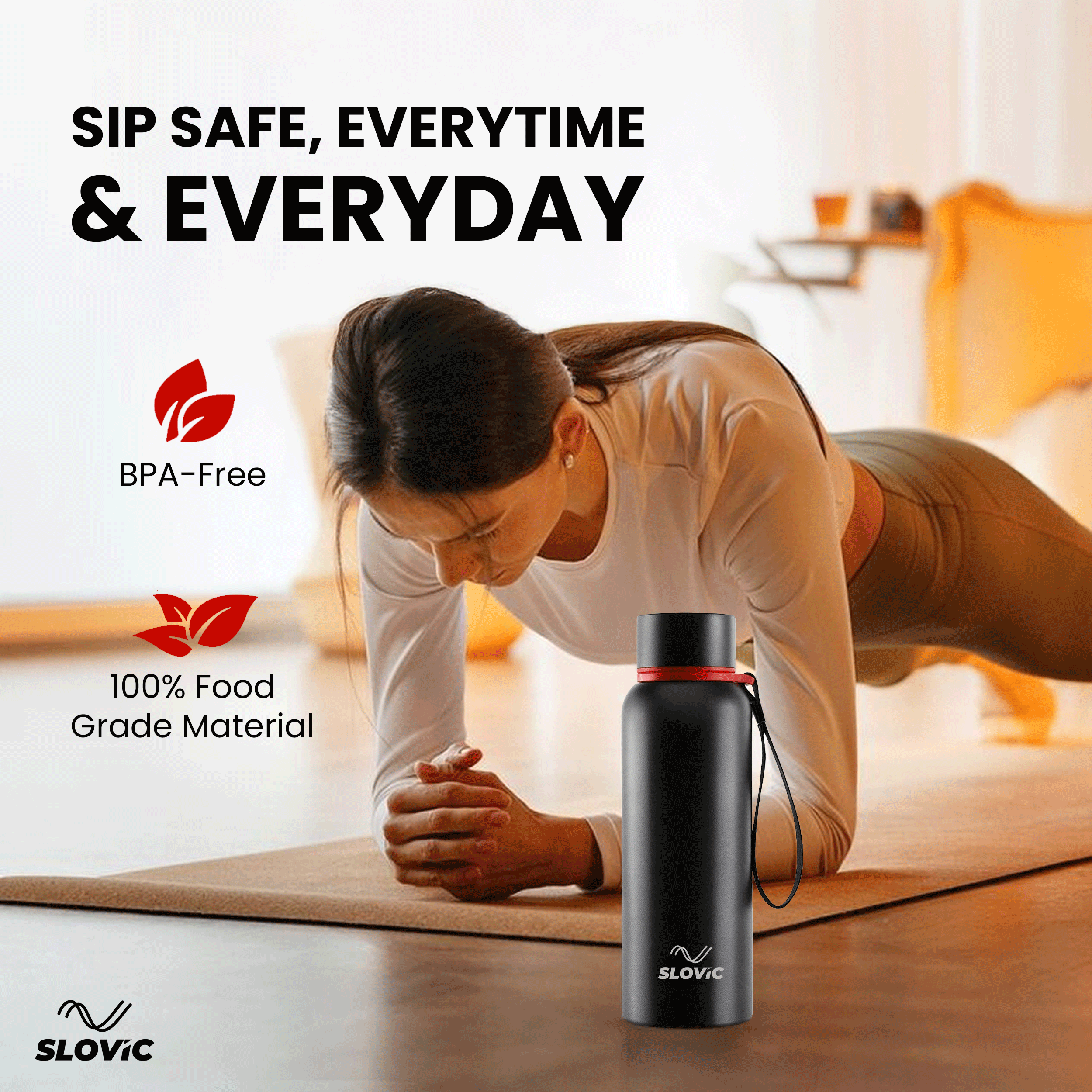 Insulated Water Bottle | 750ml, 24-Hour Temp | Black