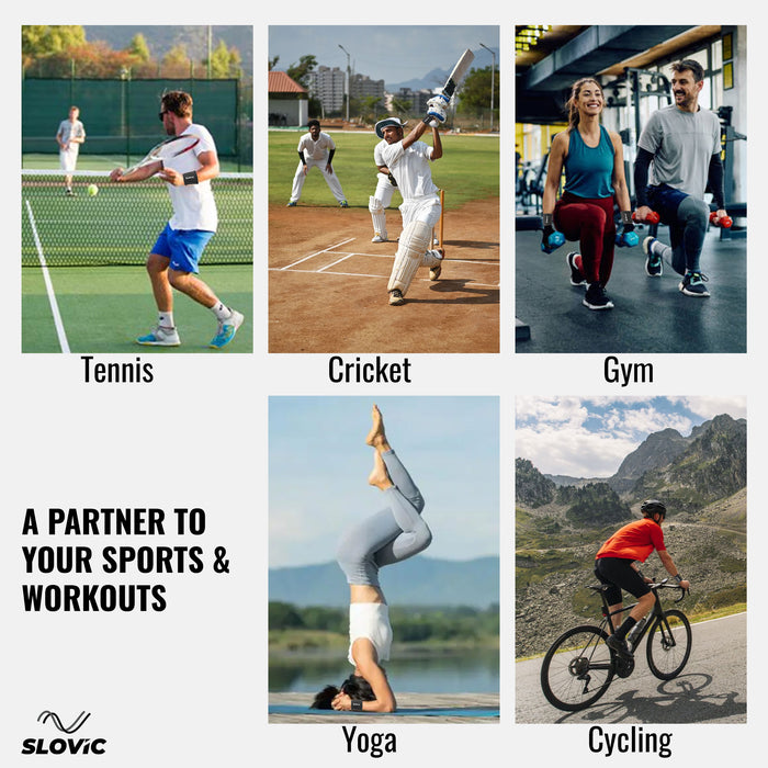 Slovic Breathable & Stretchable Cotton Fitness Wrist Band for Men & Women | Black