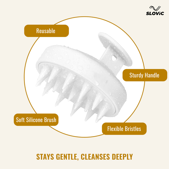 Slovic Head Massager for Scalp & Shampoo Brush with Soft Silicone Brush | Hair Massager for Hair Growth | Ideal for Dandruff Prevention, Oil Control, Blood Flow, Scalp Massage & Cleaning