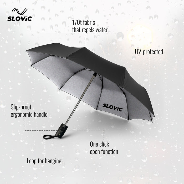 SLOVIC Umbrella for Rain & Sun | Compact and Lightweight Travel Umbrella for Girls & Boys | UV Protection | One-Click Automatic Open & Close | Ideal for Monsoon, Summer & Daily Outdoor Use