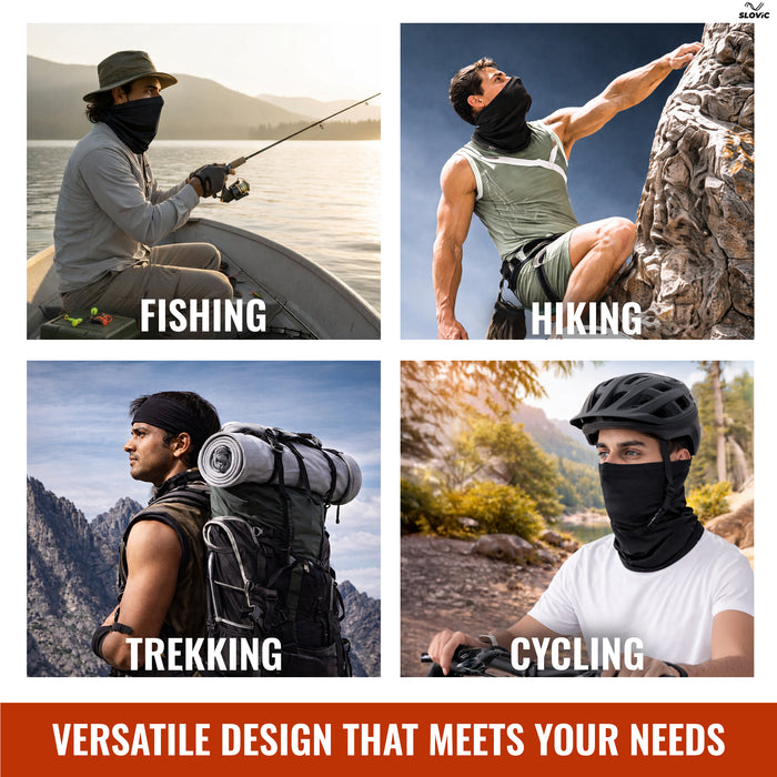 Slovic Cotton Lycra Full Face Bandana Mask For Men's | Breathable, Odor-Free & Comfort Fit | Ideal for Biking, Trekking & Gym