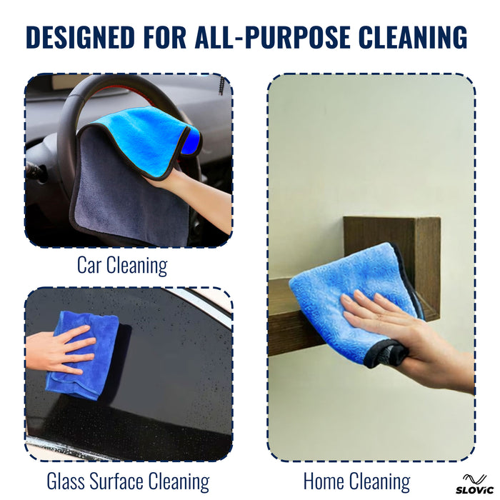 Slovic Micro Fiber Multipurpose Cleaning Towel (500GSM) | Ultra Thick & Soft | Ideal For Daily Use