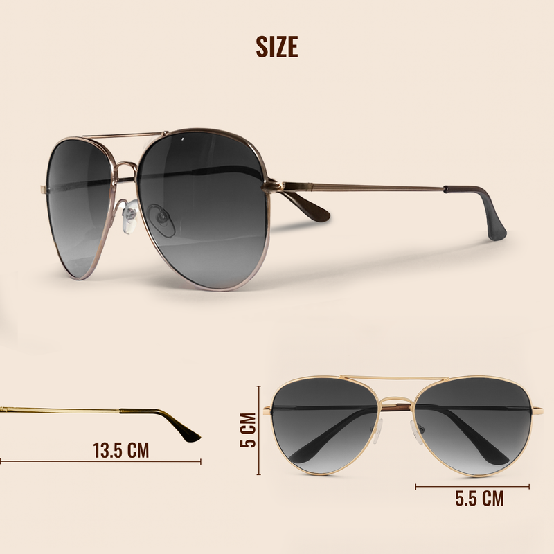 UV Protected Aviator Sunglasses- Gold