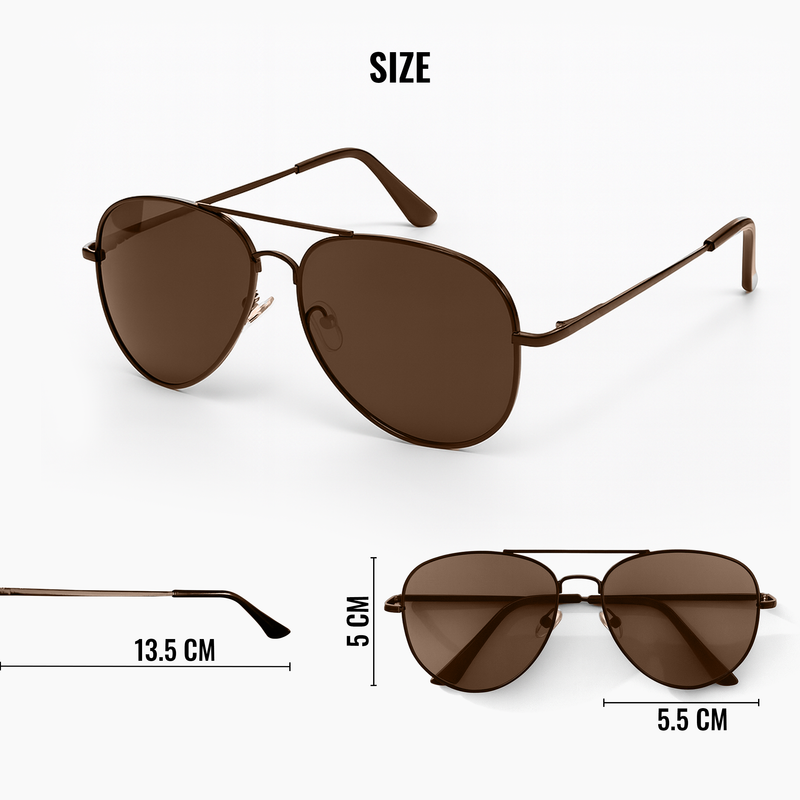 Brown Aviators Sunglasses with UV400 Protection Lenses for Men & Women
