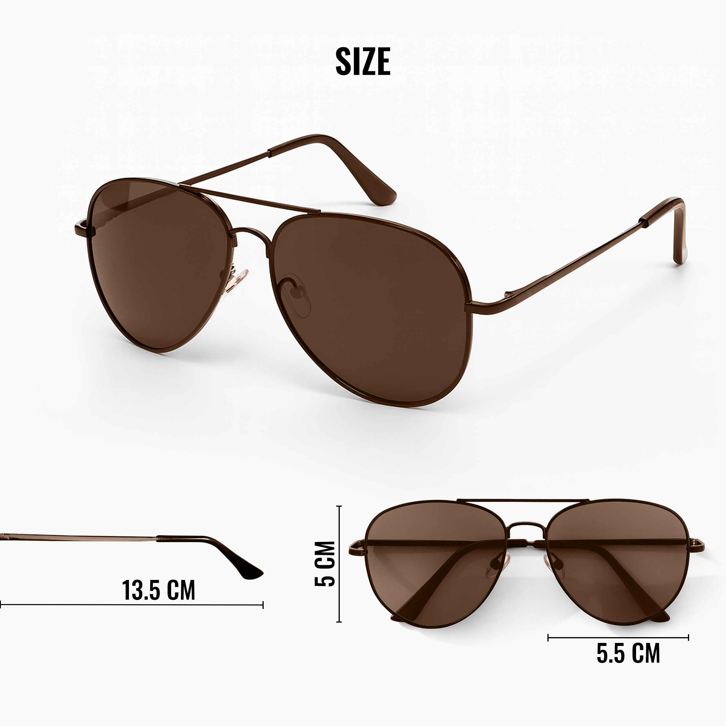 Brown Aviators Sunglasses with UV400 Protection Lenses for Men & Women