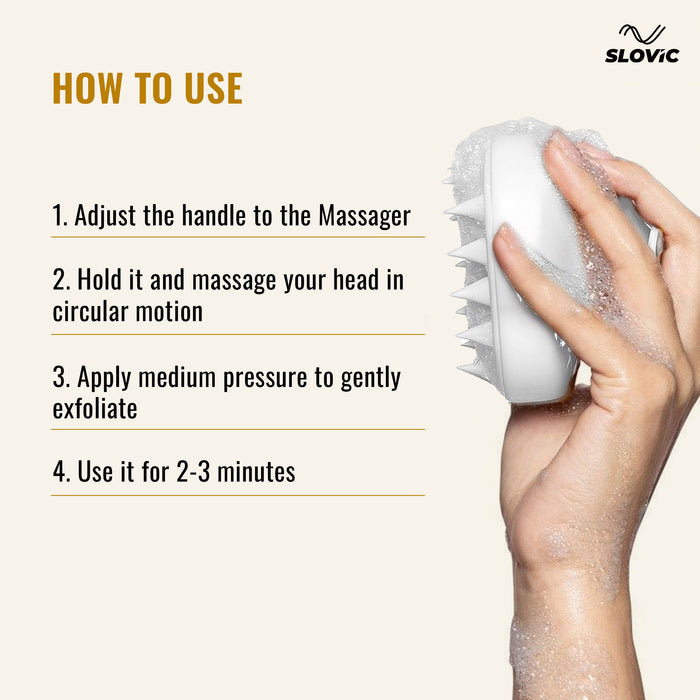 Slovic Head Massager for Scalp & Shampoo Brush with Soft Silicone Brush | Hair Massager for Hair Growth | Ideal for Dandruff Prevention, Oil Control, Blood Flow, Scalp Massage & Cleaning