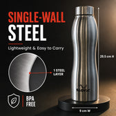 Essence Steel Water Bottle 1L - Stainless Steel Bottle for Home, Gym & Travel